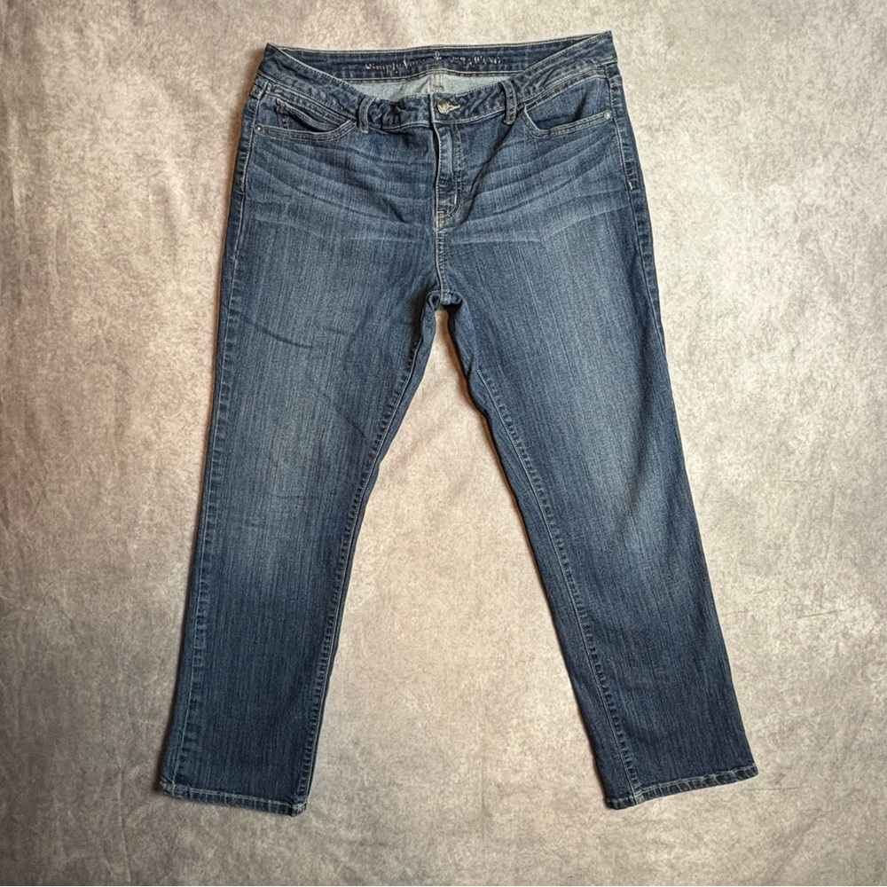 Simply Vera Vera Wang Blue Cropped Mid-Rise Jeans Size 12
